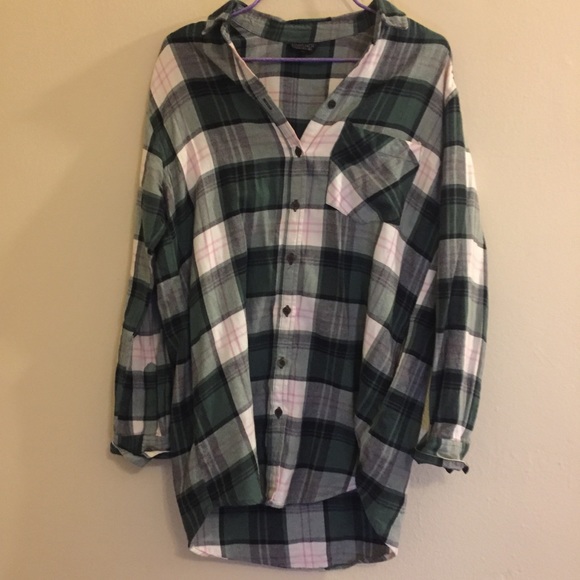 Topshop Tops - Topshop Green Plaid Check Shirt